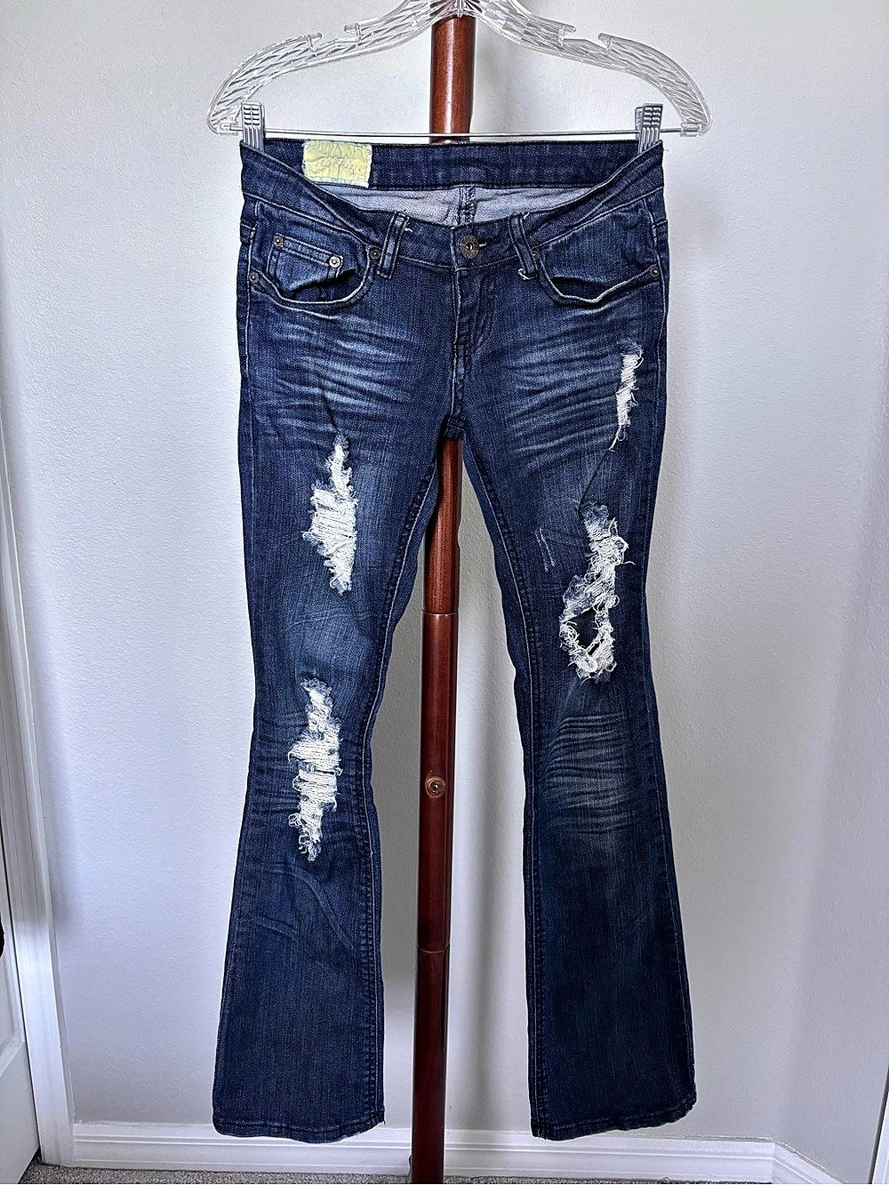 Y2K Machine distressed bootcut jeans in Blue Waist 27